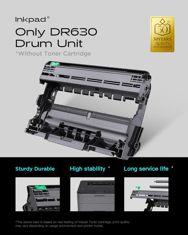 iNKPAD DR630 Drum Replacement for Brother DR-630 DR630 Compatible with MFC-L2700dw MFC-L2705DW HL-L2300D HL-L2340DW HL-L2360DW HL-L2380DW DCP-L2520DW DCP-L2540DW Printer (2 Black, Not Toner) - Image 5